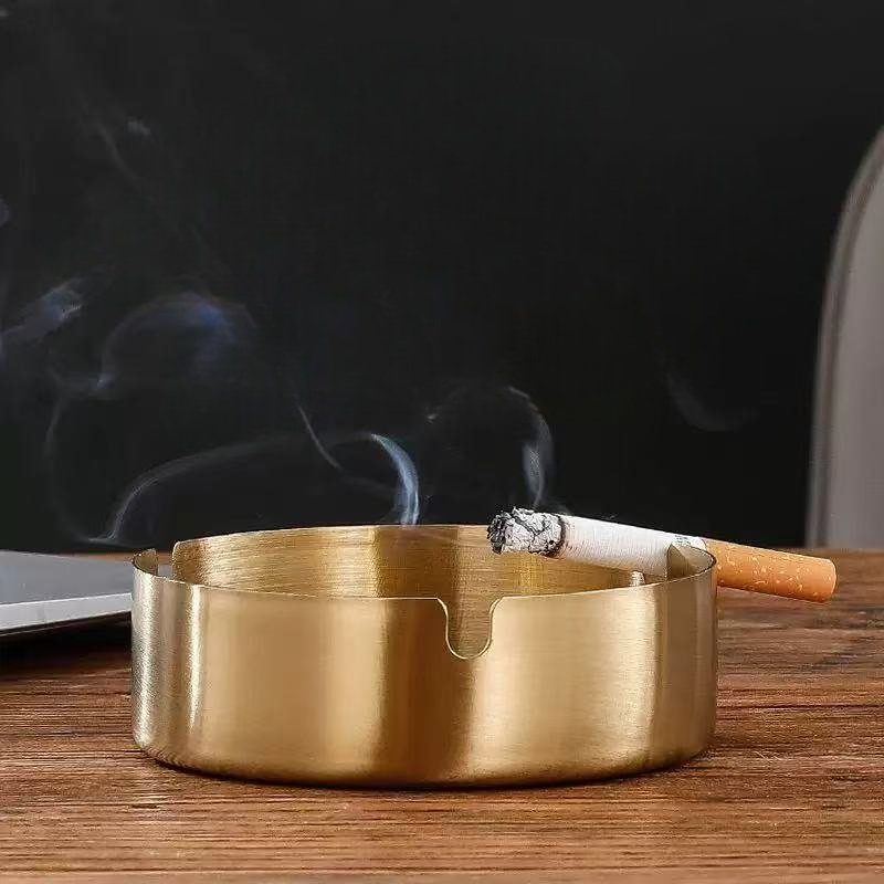 Wholesale Thickened Stainless Steel Hotel Commercial Simplified Ashtrays with Customizable Logo