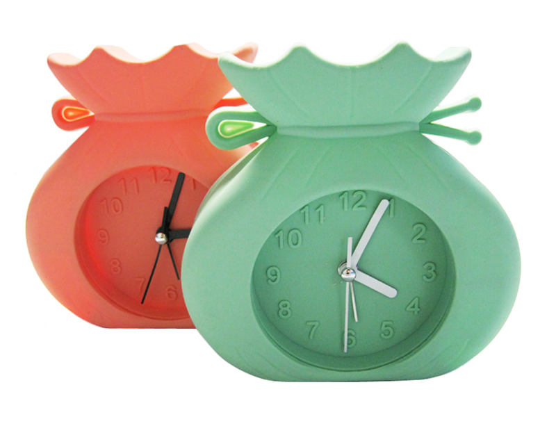 Promotional Cartoon Elephant Shape Fluorescent Color Silicone Desk Alarm Clocks