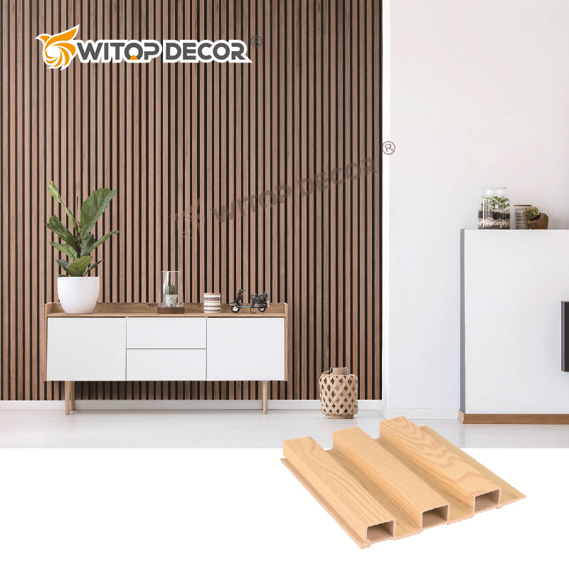 Indoor Decoration Light Weight Factory Wholesale Waterproof Wood-Grain Fluted WPC Wall Panels