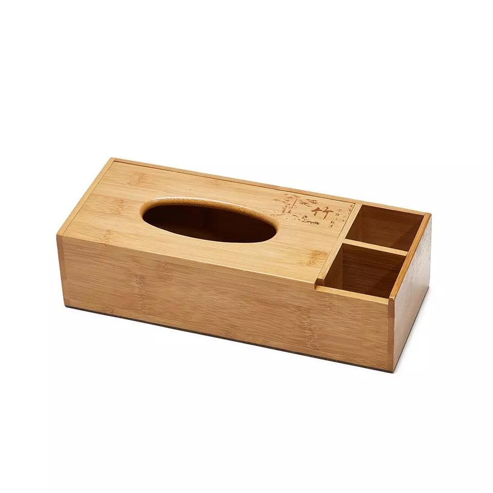 Multifunctional Creative Bamboo Tissue Box Bamboo Wooden Tissue Box for Office and Household