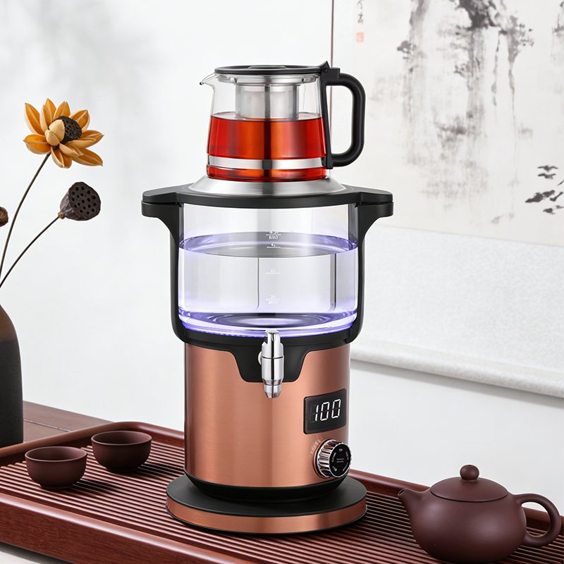 Home Kitchen Double Layer Automatic Fast Boiling Tea Maker Persian Samovar Teapot Display Turkish Tea Kettle with Water Level