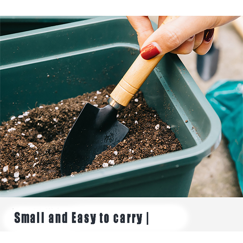 3PCS Mini Garden Shovel Wooden Handle for Flowers Potted Plant Tools Rake Spade Gardening Tools