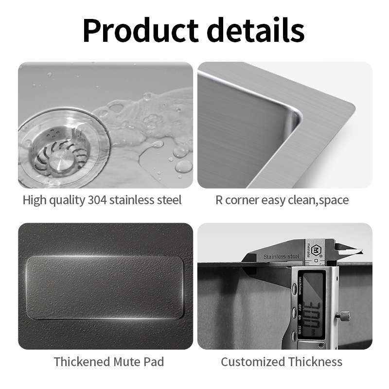 Commercial 201/304 Black Nano Double Bowl Handmade Stainless Steel Kitchen Sink with CE Sink Certificate Fregadero De La Cocina