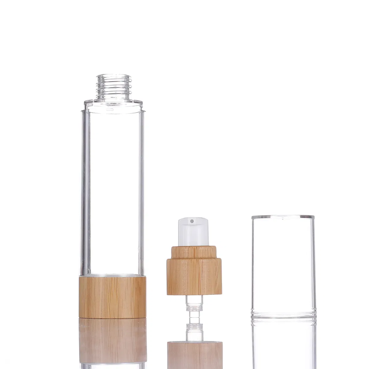 Empty Airless Lotion Container Pump Dispenser Travel Bamboo Bottle