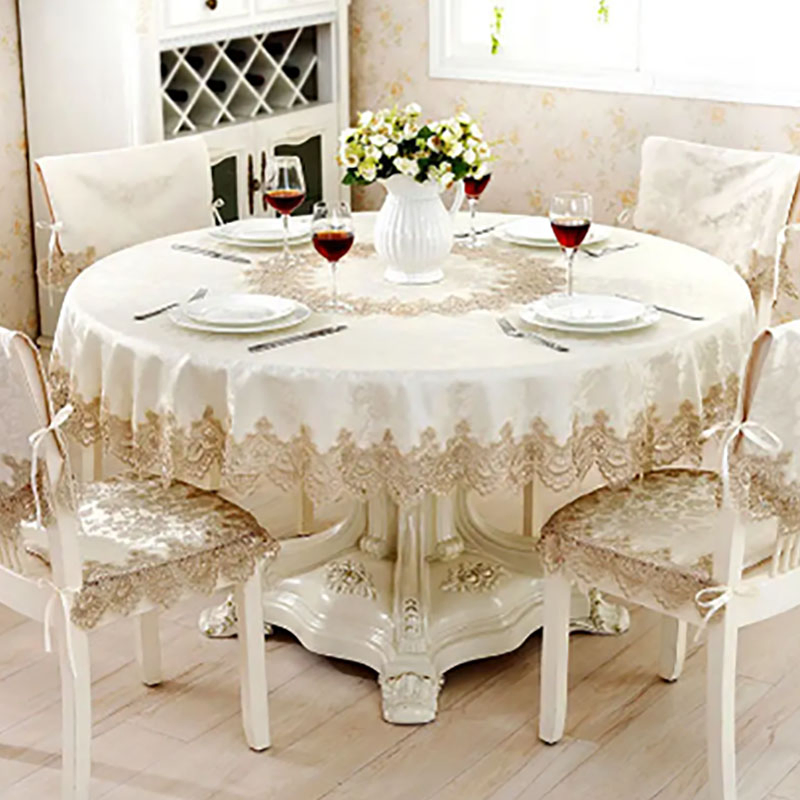 Custom Soft Linen Fabric Lace Tablecloth Table Cover