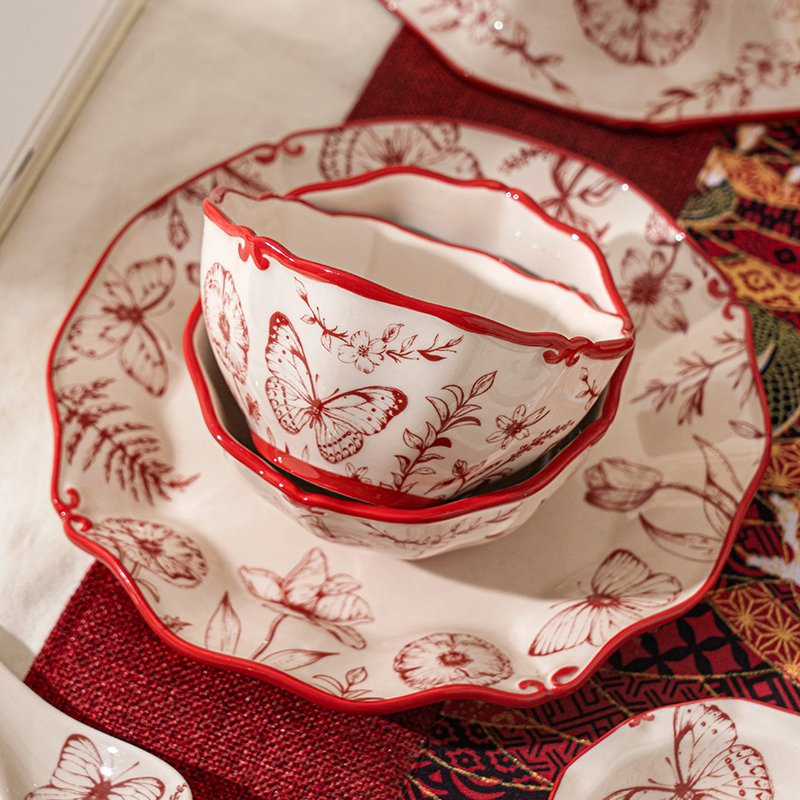 Stylish Ceramic Tableware with Floral Design for Food Service