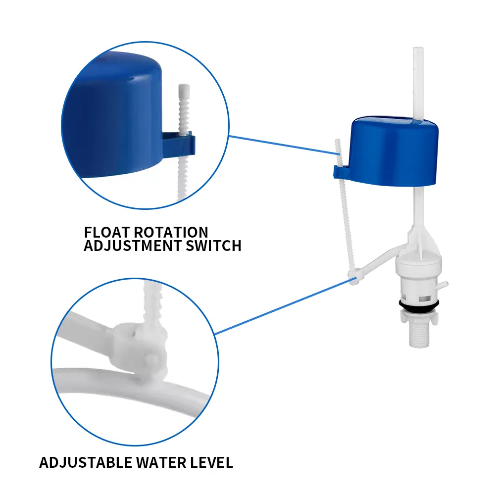 Toilet Tank Copper Head Inlet Valve Universal Adjustable Water Flush Valve