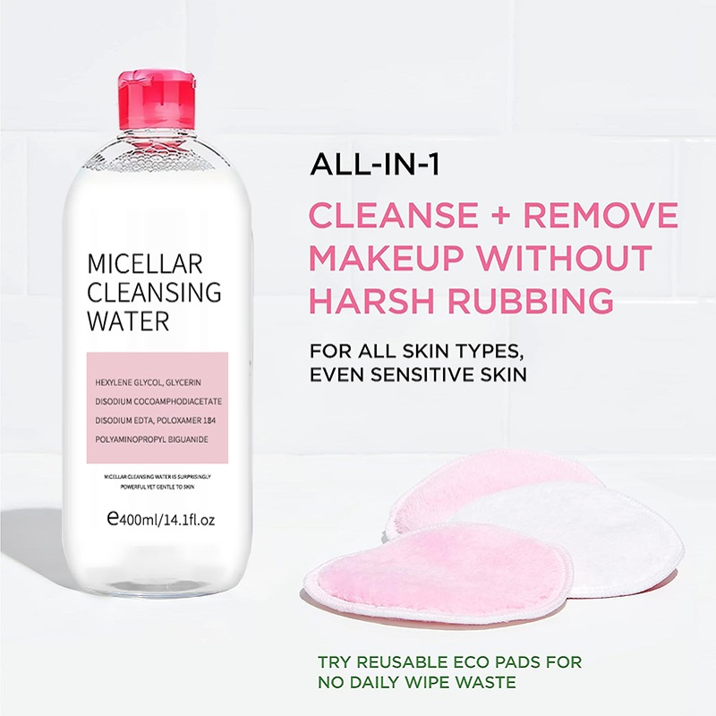 Hot Selling Moisturizing Micellar Cleansing Water for Face 400ml Cleansing Water Natural and Organic Make up Remover Water