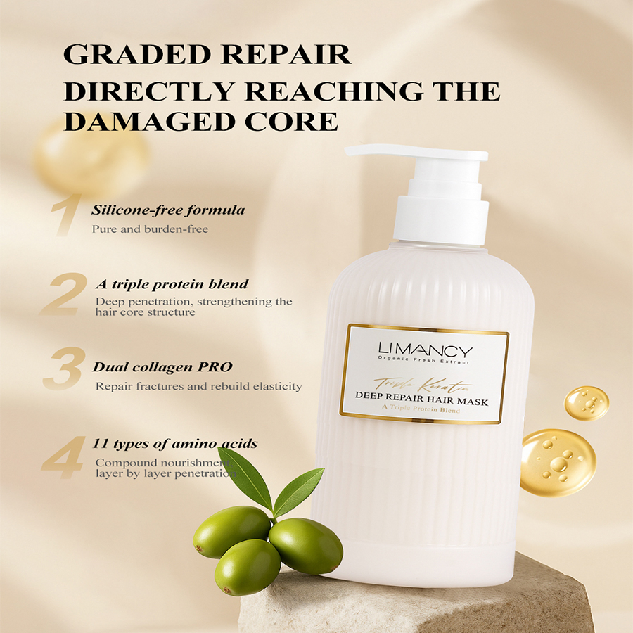 Triple Keratin Hair Mask for Deep Repair Nourishment and Shine