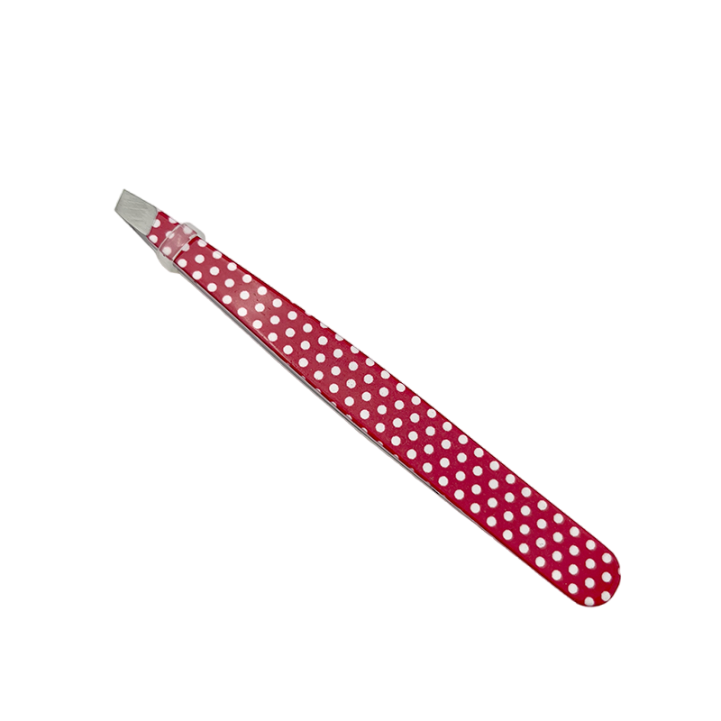 Superior Grip Slanted Precision Stainless Steel Eyebrow Tweezer with Grid Pattern