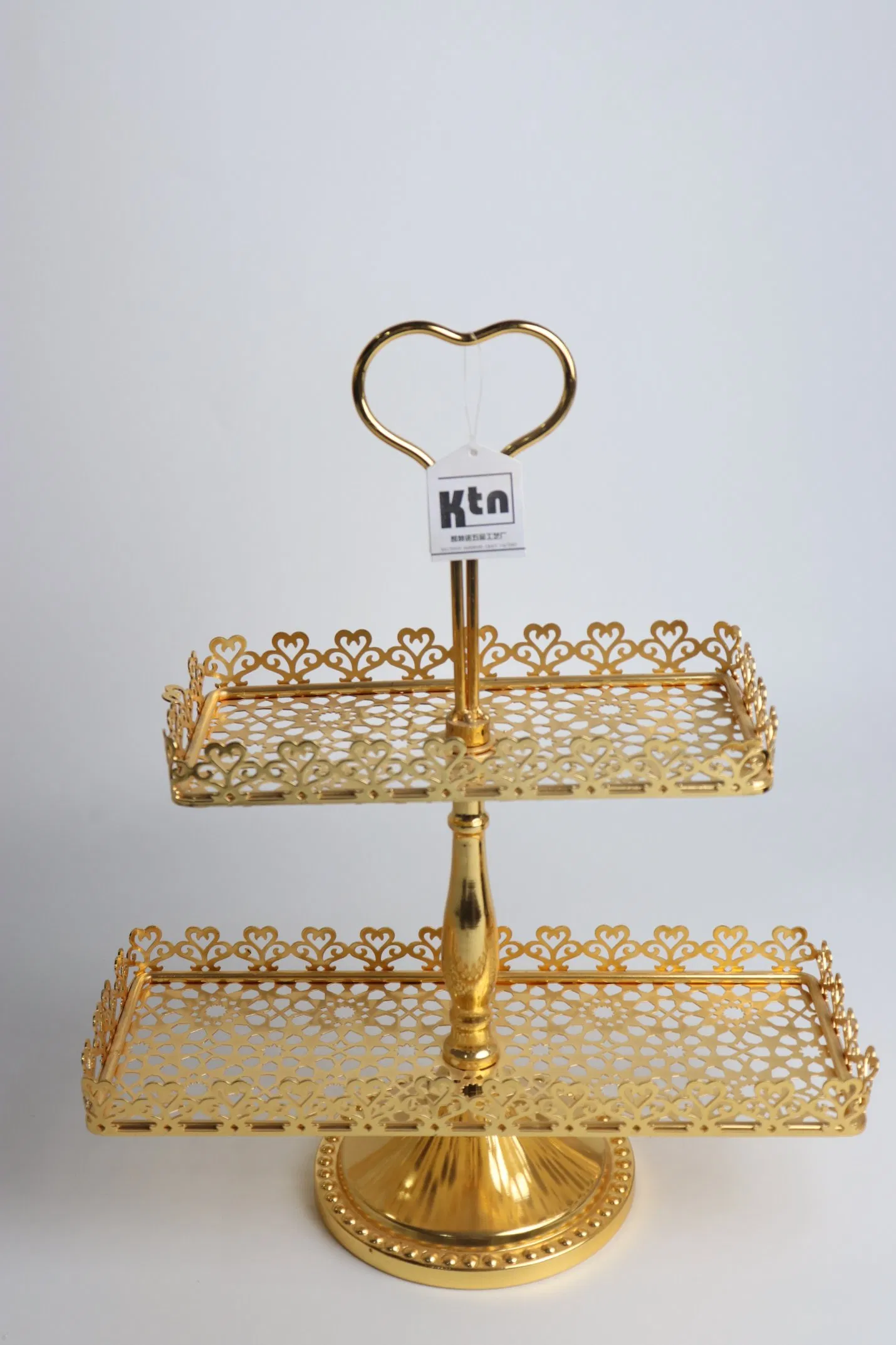Small Size Double Layered Cake Gold-Plated Iron Standard Decoration Pentagram Plate Afternoon Tea Cake Stand