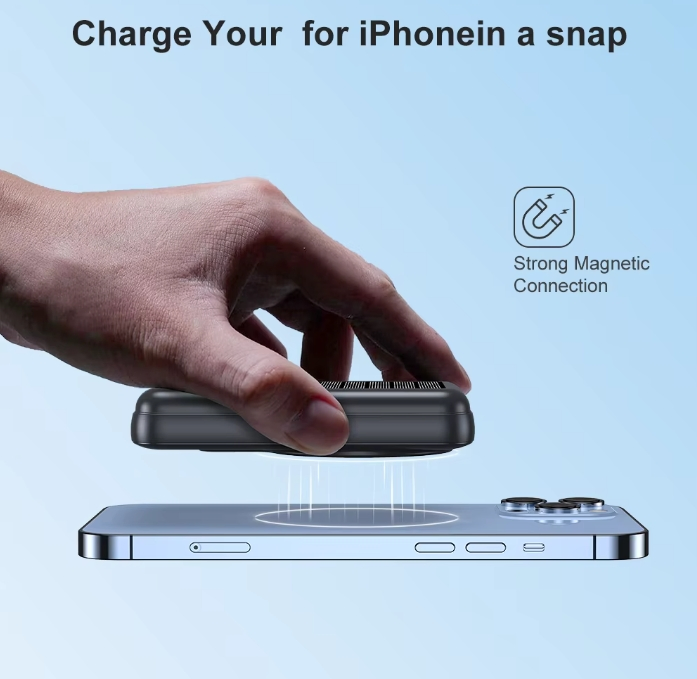 2in 1 Magnetic Wireless Fast Charger Portable Solar Mobile Power Bank Charger