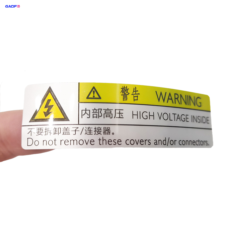 Warning Sliver Pet with Strong Glue Logo Customized Label Polyester Equipment Sticker