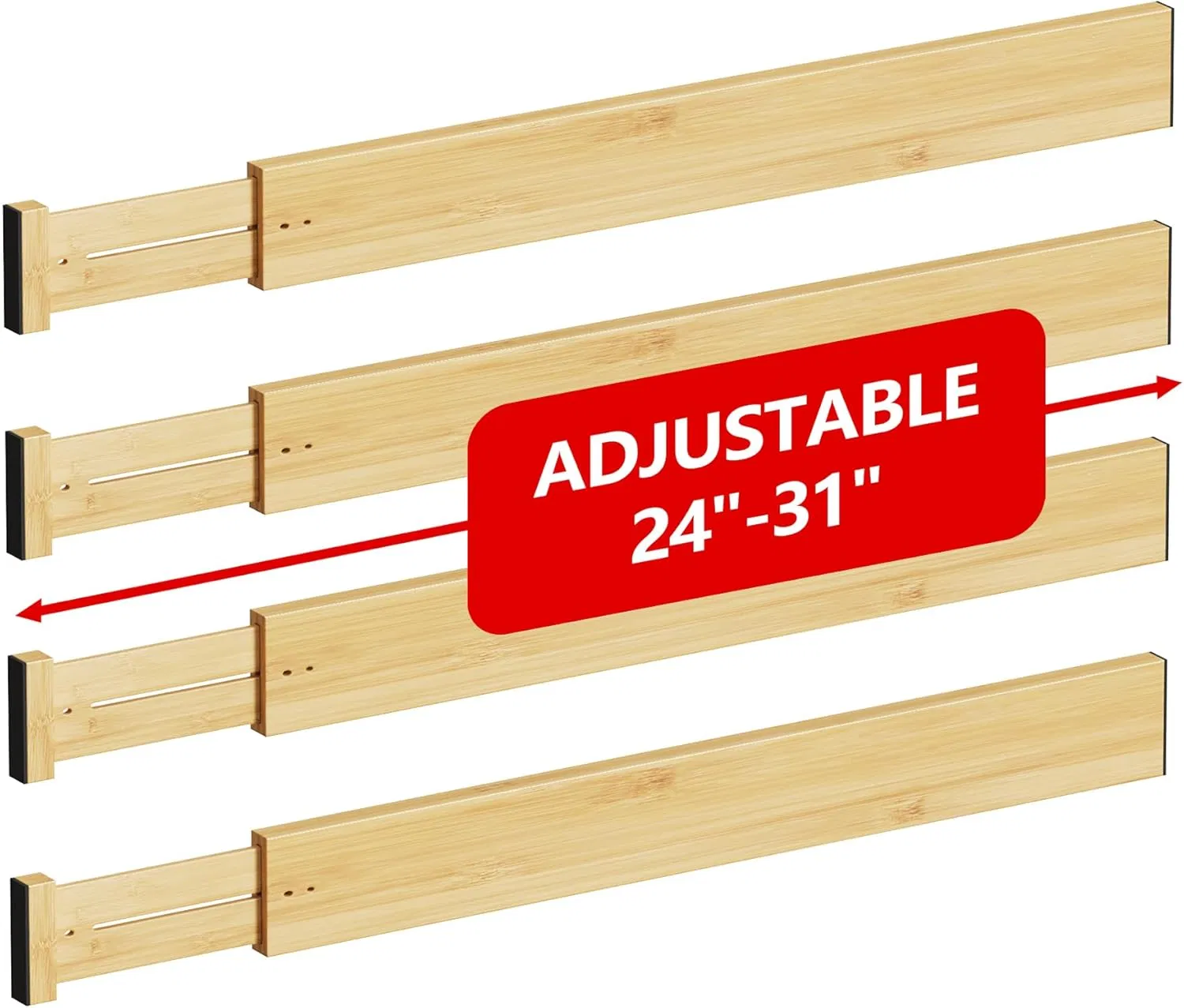Bamboo Made Adjustable Length Drawer Sorting Divider