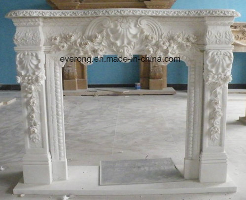 Cheap European Stone Carved Antique Sculpture Pure White/Beige Marble Fireplace
