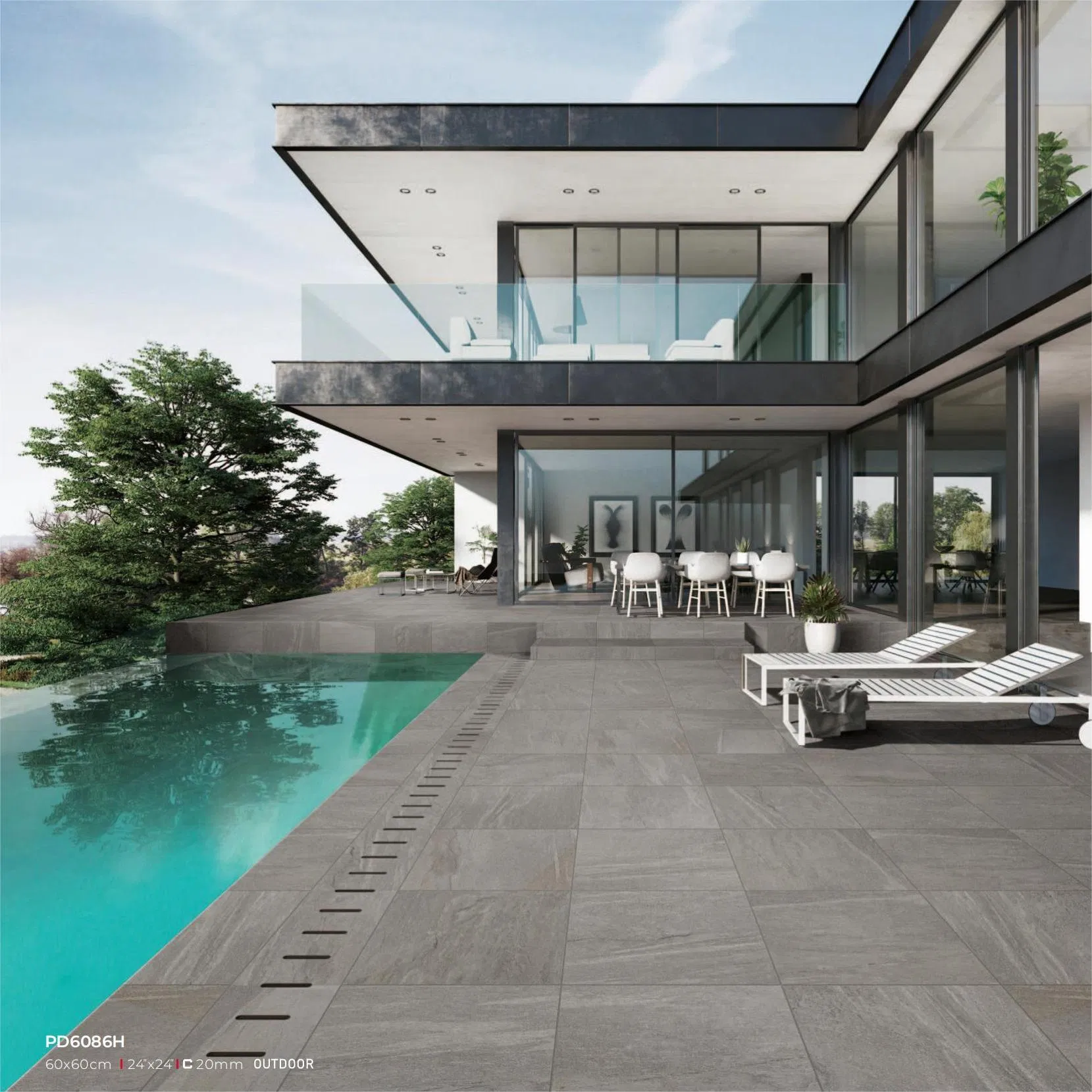 2cm Pavers Matt Full Body Heat Resistant Anti Slip Rustic Concrete 20mm Porcelain Outdoor Tile Floor for Garden