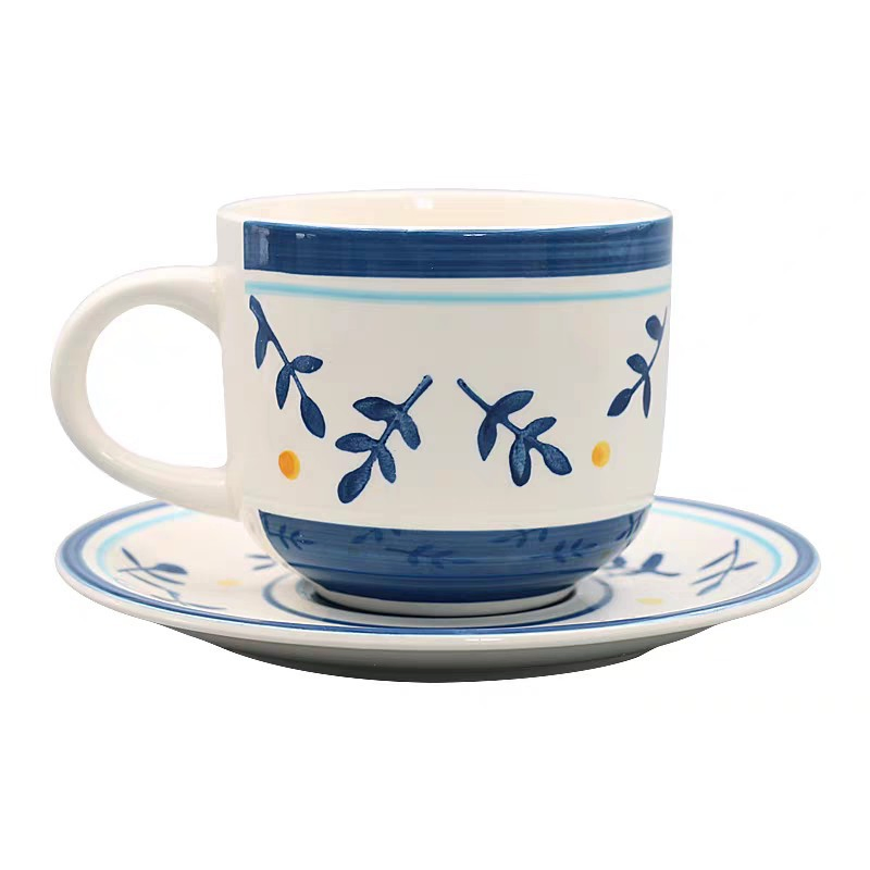 350 Cc Cup and Saucer Handle Decal Stoneware Porcelain Ware Tableware