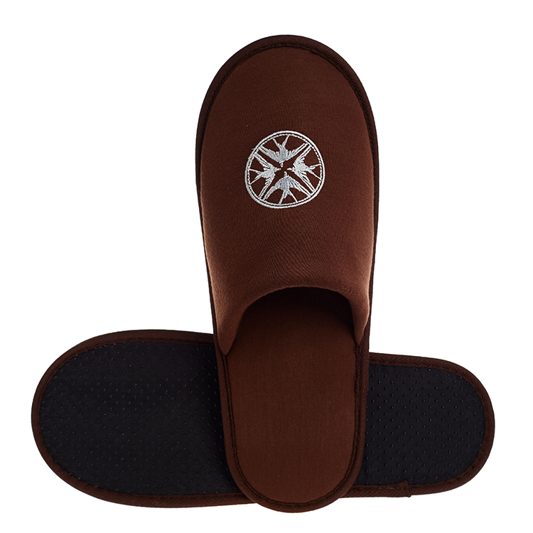 Wholesale 5 Star SPA Hotel Room Slippers Custom Logo Anti-Slip Dotted Fabric Sole Disposable House Guest Slippers