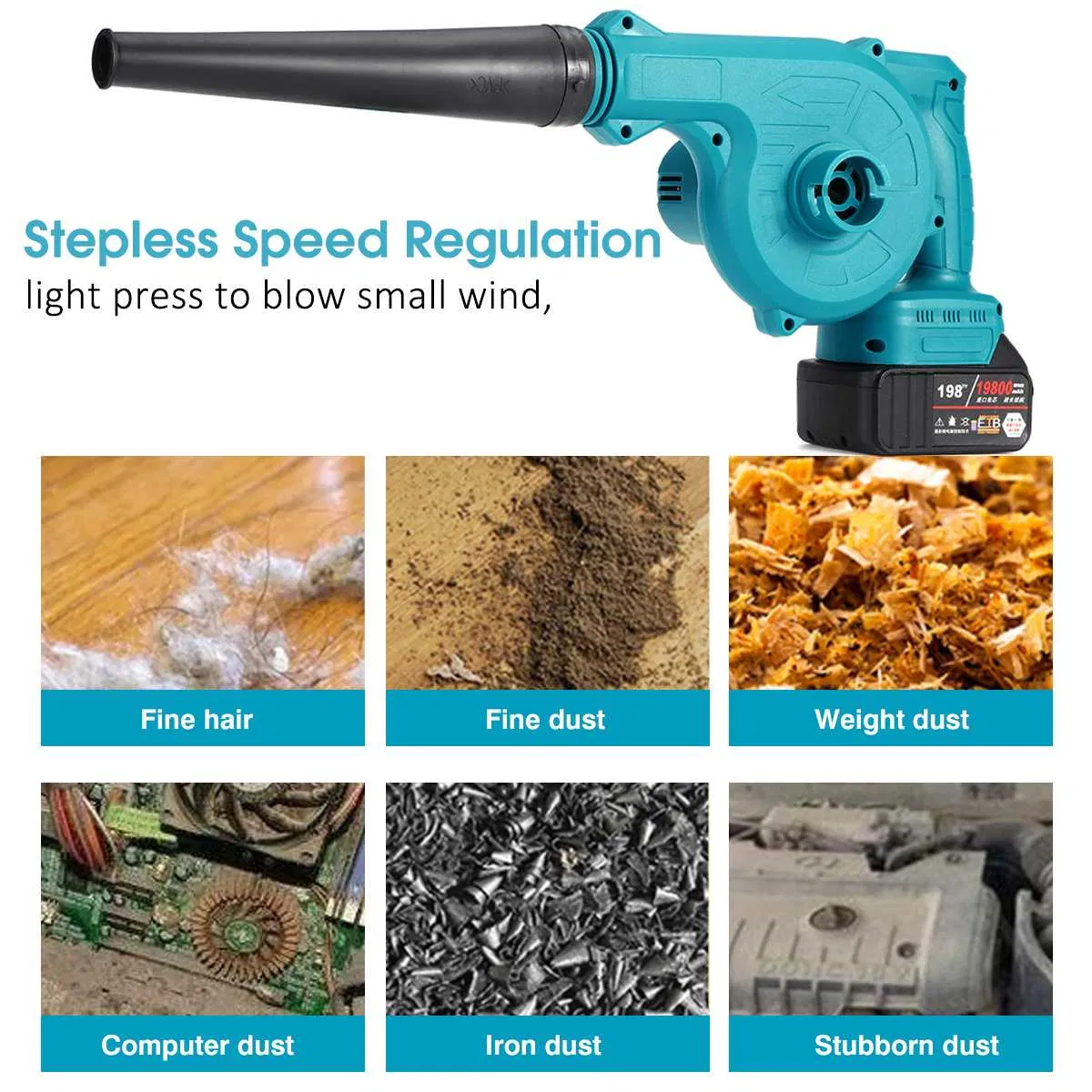 Powerful Cordless Electric Air Blower and Suction Handheld Tool