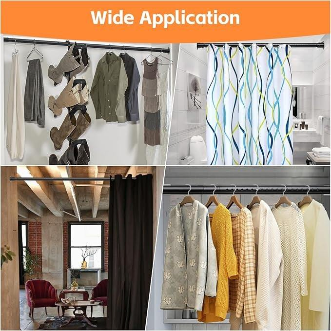 New Arrival Closet Rods for Hanging Clothes Metal Adjustable Closet Rod