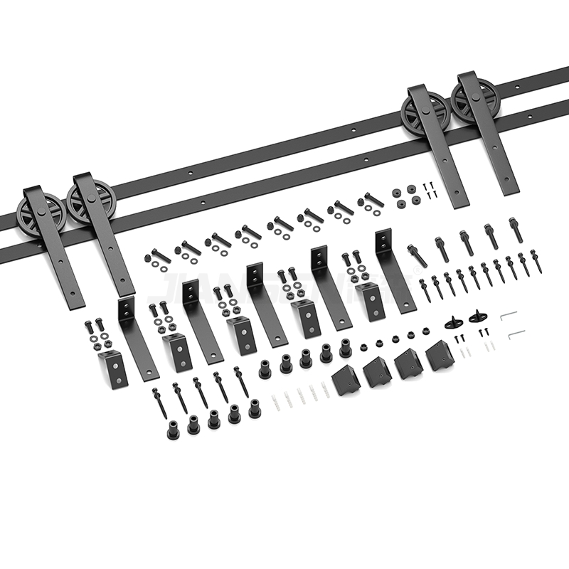5 FT Double Track Bypass Barn Door Hardware Kit for Wooden Doors