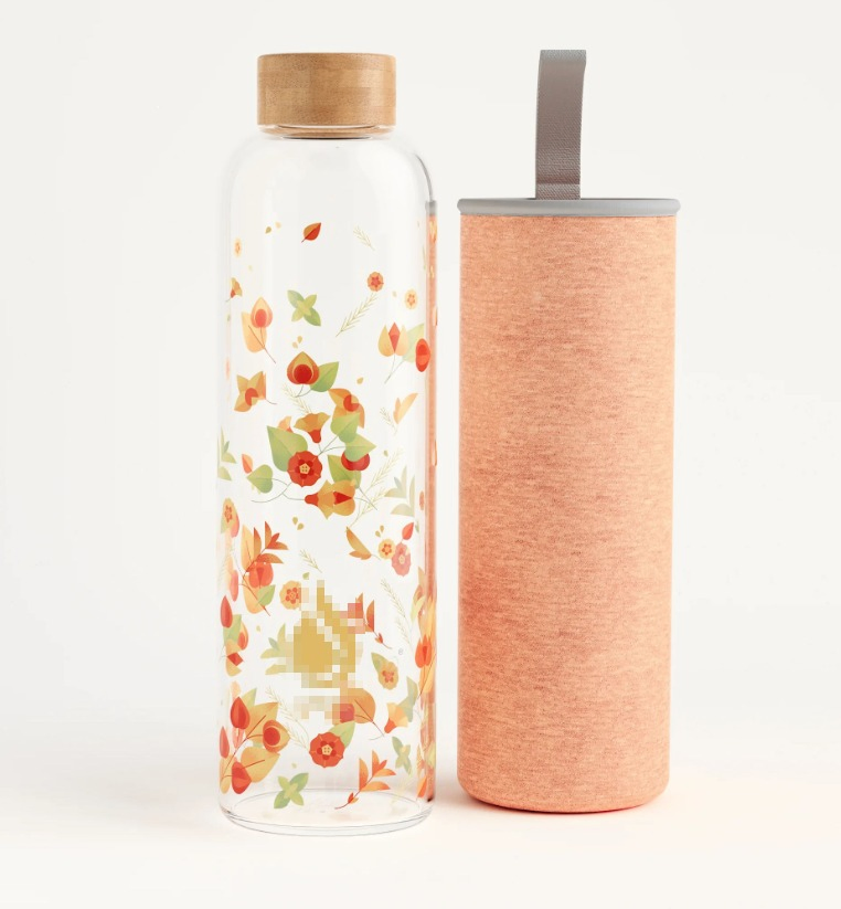 Стеклянная бутылка для воды с бамбуковой крышкой, 725 мл