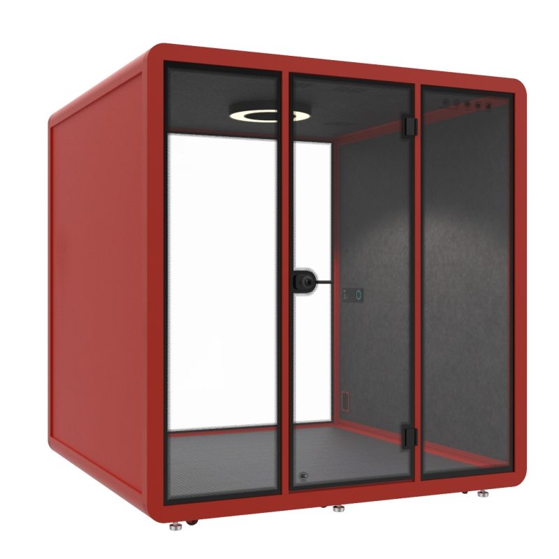 Acoustic Office Room for Focused Work with Silent Fan and Integrated LED Lights
