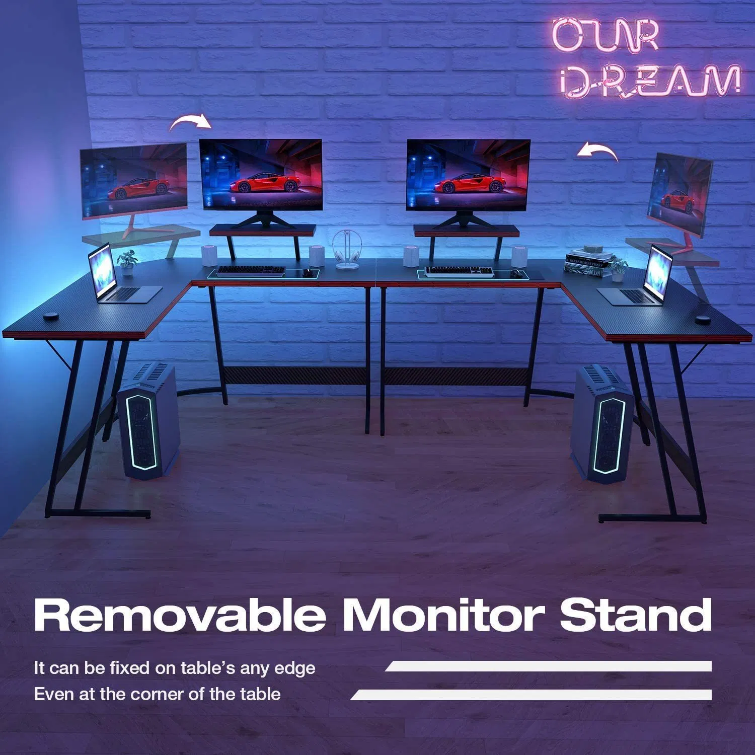 Wholesale L Shaped Computer Corner PC Game Table Vertical Stand Gaming Desk for Home Office Study