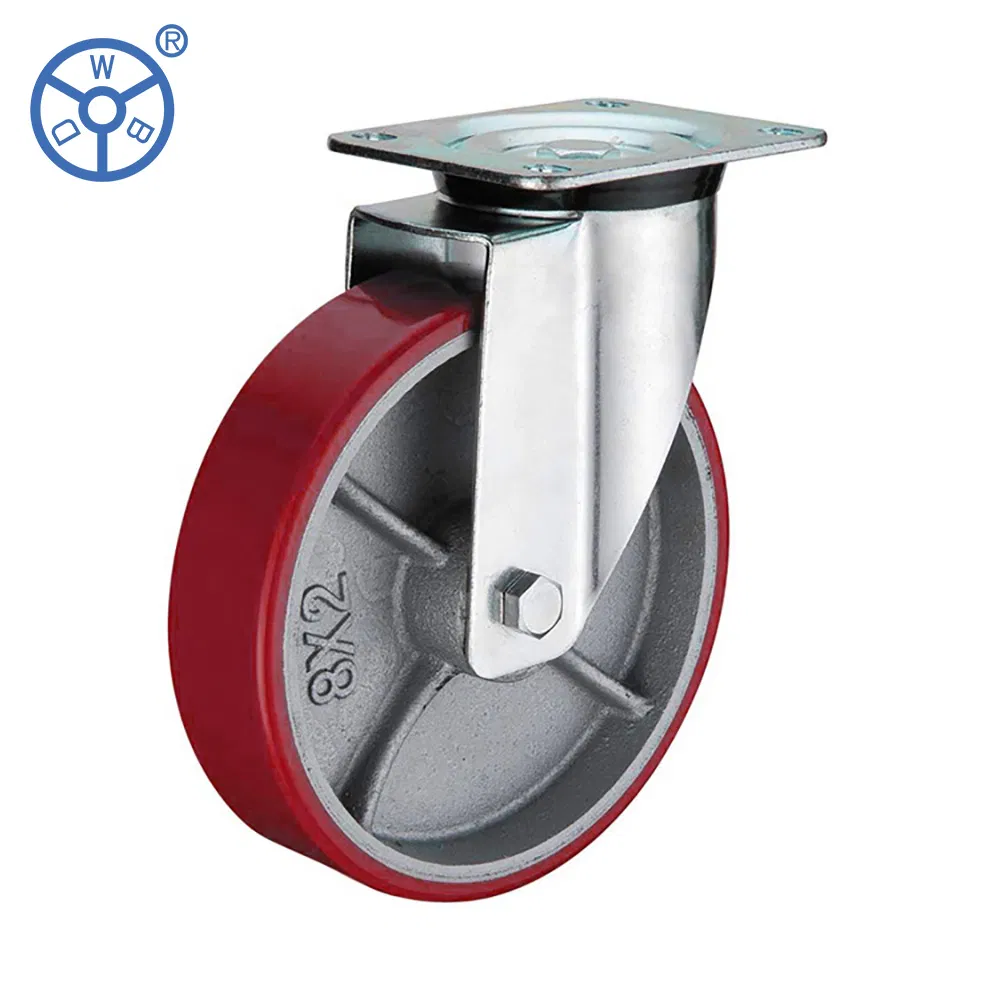 European Type High Load Polyurethane Iron Caster Single Wheel