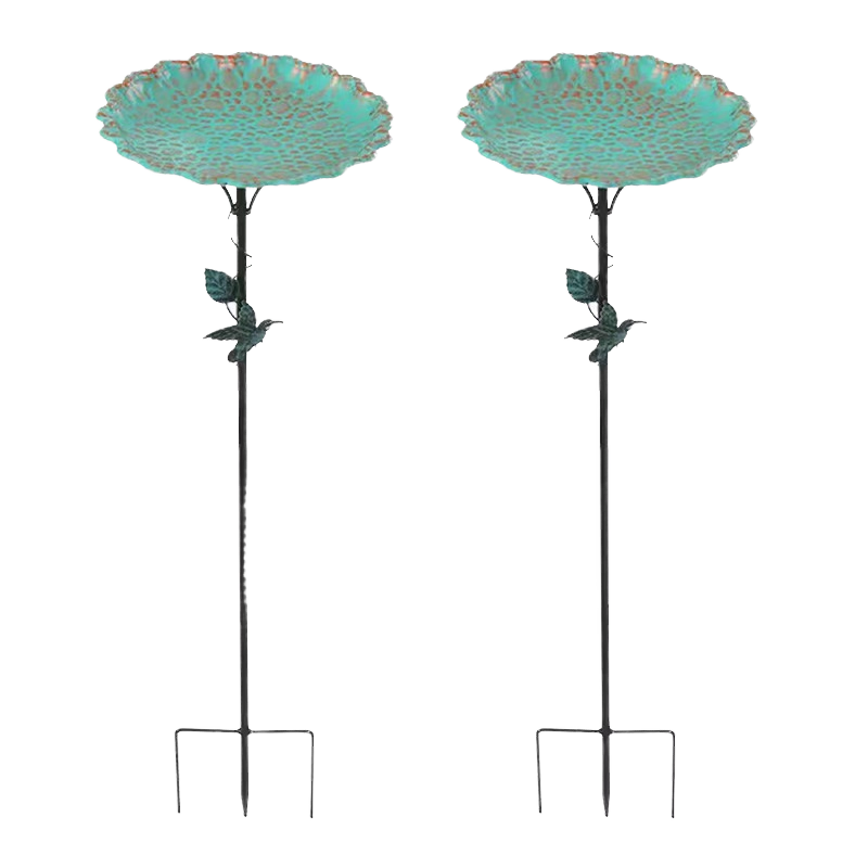 Iron Bird Bath Freestanding Metal Birdfeeder Bowl for Outdoor Garden Patio Yard Lawn Decor