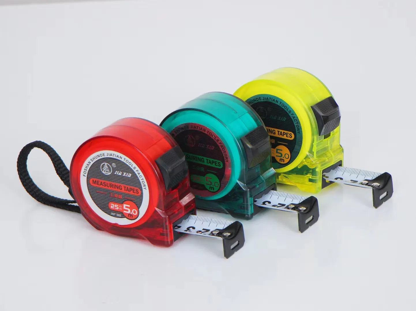 5m Color Transparent Steel Tape Measure with Nylon Coated Dual Blade and Magnetic Hook
