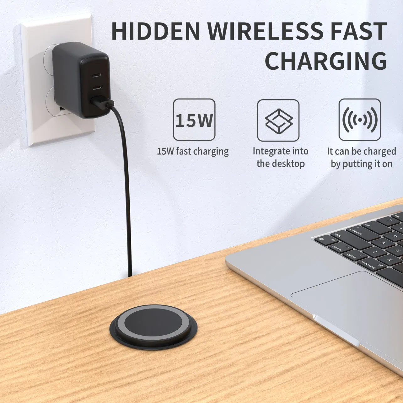 Магнитная беспроводная зарядка 15W Invisible Strong-Magnet