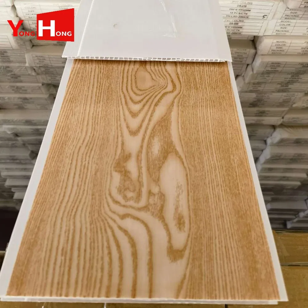 200*7.5mm Panama Tablilla PVC Cielo Techo Wood Affect PVC Wall Panel Plain Ceiling Wooden Pared Panel PVC Sky Board