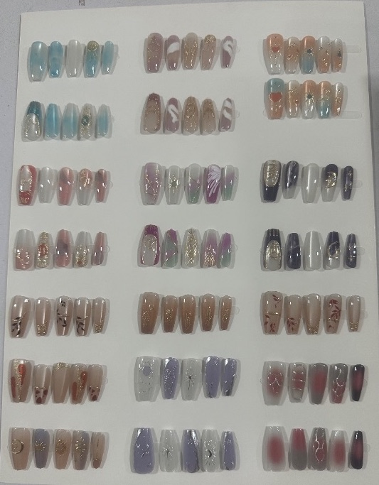 Press on Nails Cat Eye Flower Long Short Any Design Customized Handmade