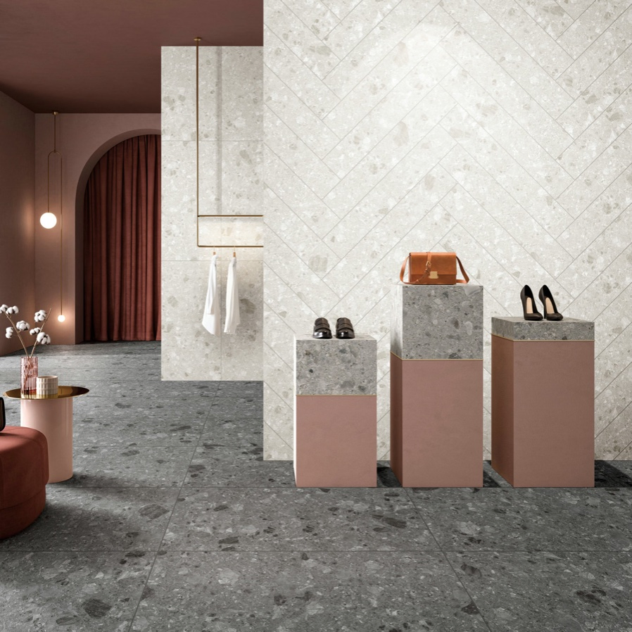 Italian Design Big Terrazzo Glazed Rustic Porcelain Tile Building Material Breccia 600X600mm 600X1200mm Floor Wall Indoor Outdoor From Foshan