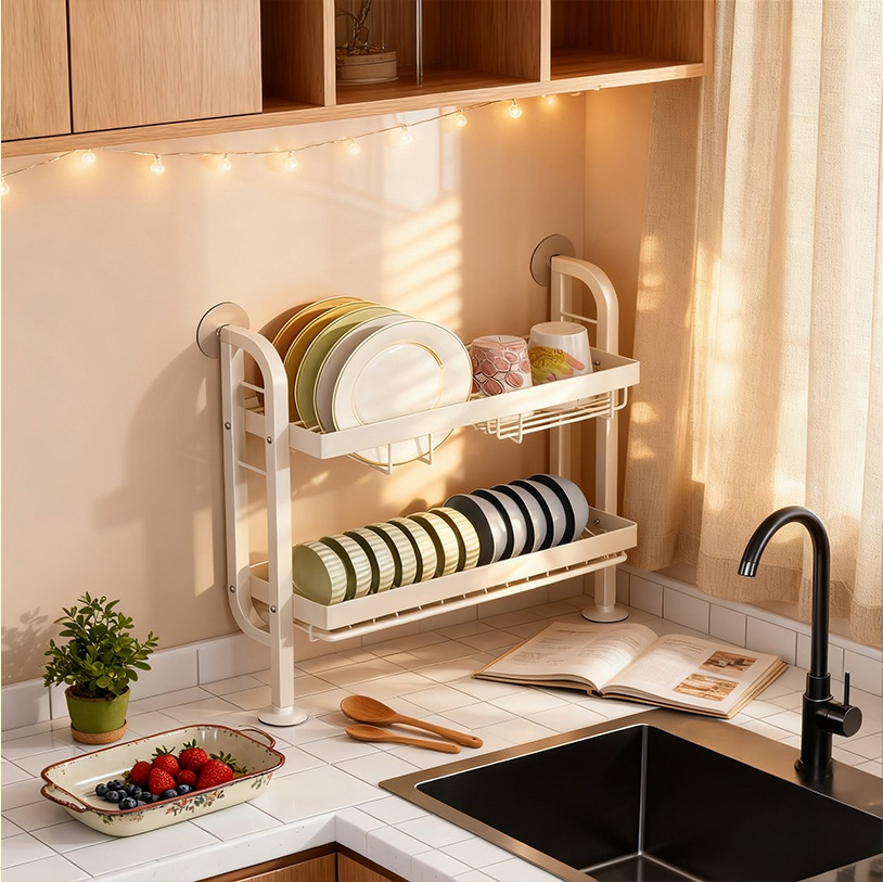 Держатель для посуды с присоской, 2-уровневый