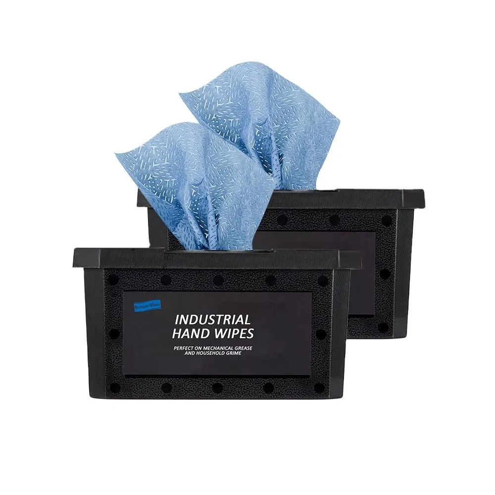 Custom Cleaning Hand Wet Wipes Barrel Heavy Duty Nonwoven Industrial Big Wipes in Bucket Heavy Duty