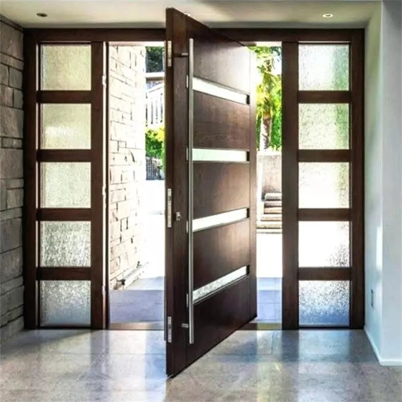 Interior Customizable Entrance Wooden Pivot Door Exterior Solid Core Double Swing Doors for Villa