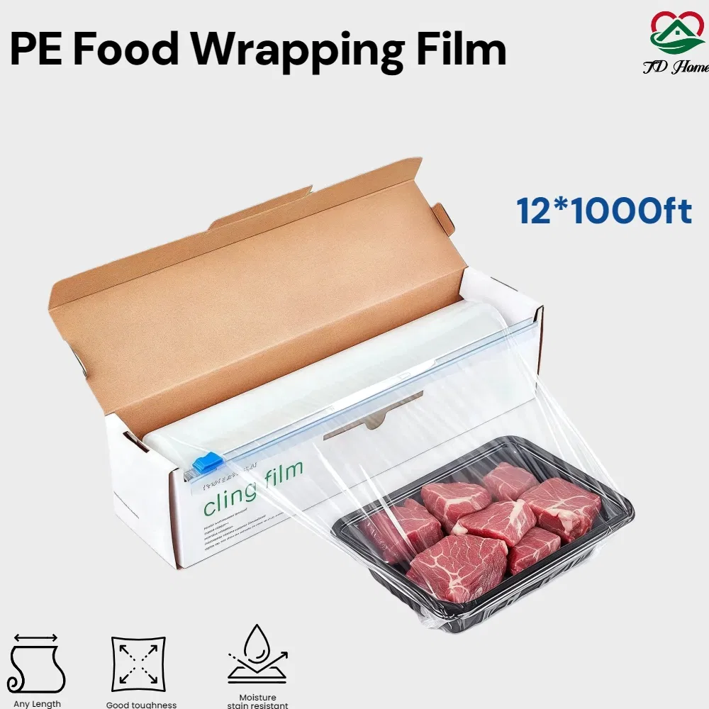 Food Grade 12'' X 328 Feet PE Food Cling Wrap Film Cling Film for Vegetable Packaging