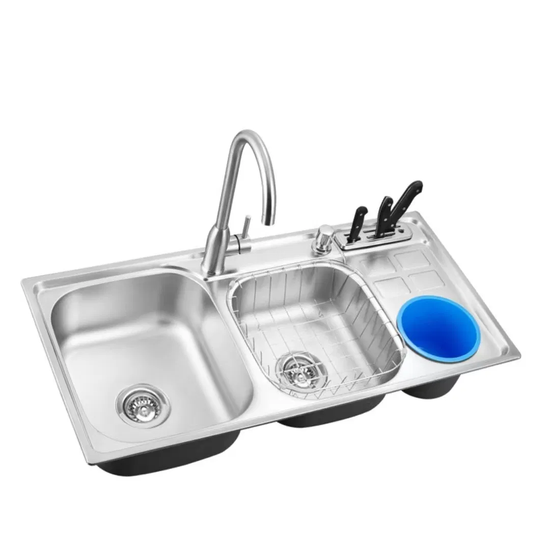 SUS304 Stainless Steel Farmhouse Kitchen Sink with Cup Washer Support for Customization