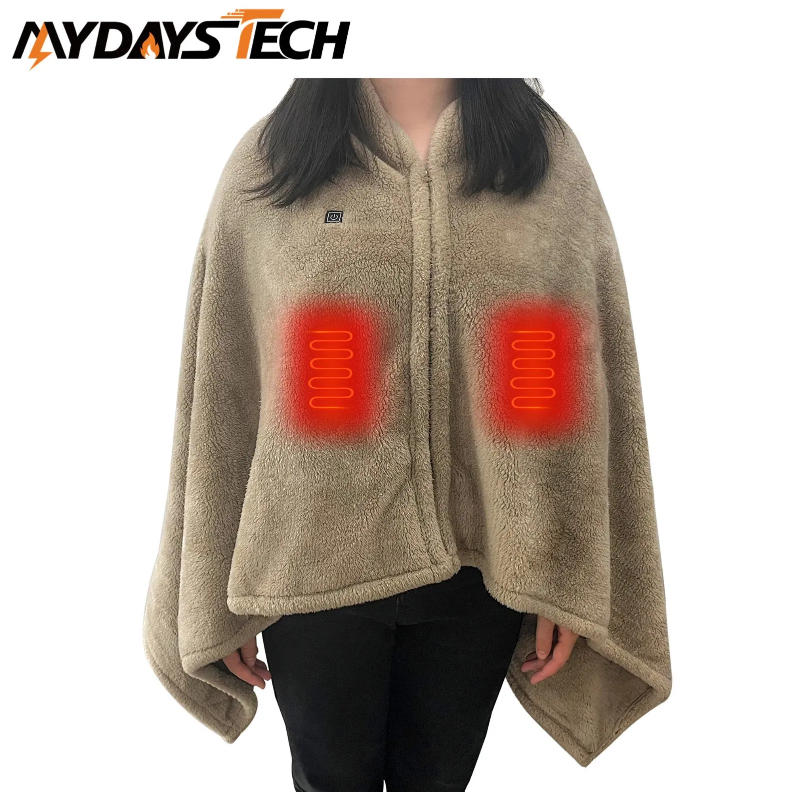 Mydays Tech Electric Heated Shawl Blanket 3-Heat Adjustable USB Powered Cold Protection