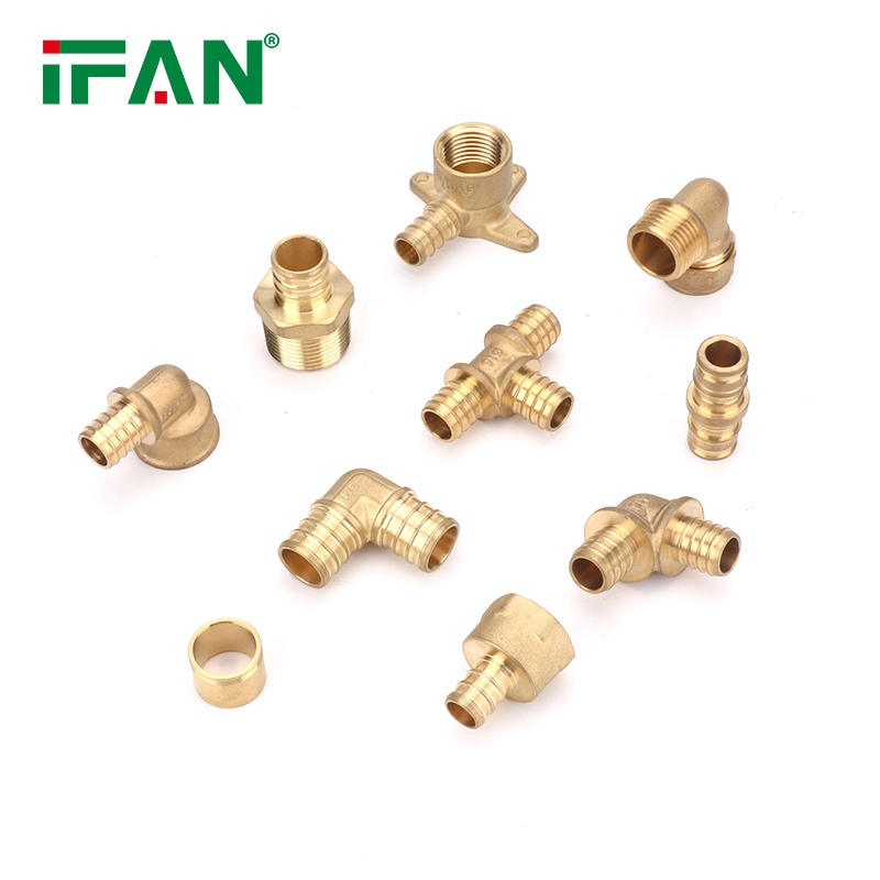 Ifan 16-32mm Easy Convenient Installation Brass Pex Fittings Yellow Pex Pipe Connector Tee Pex Sliding Fitting