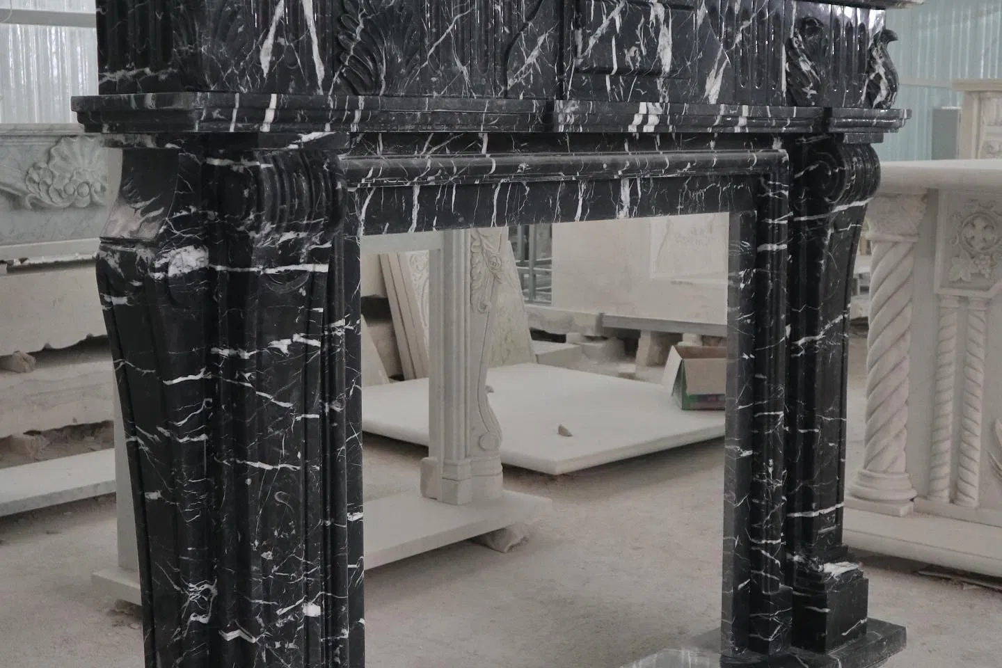 Best Ideas Decoration Nero Marquina Black and White Marble Fireplace Mantel Surround