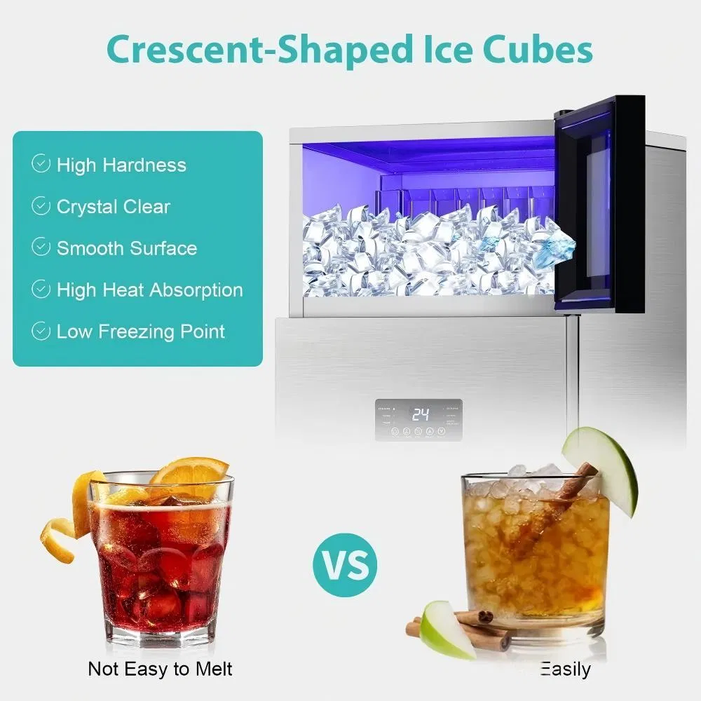 Hot Selling Crescent Ice Maker Machine, 40kgs/90lbs 24h, Stainless