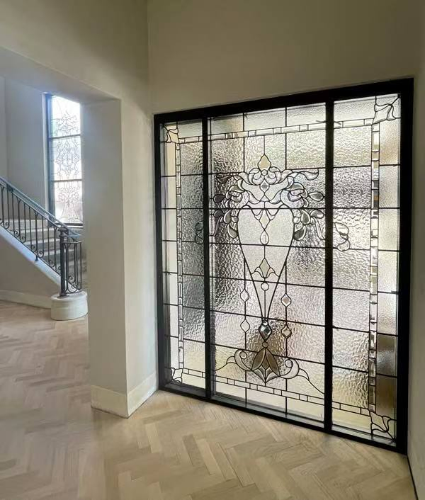Custom Clear Bevelled Stained Glass Window Panel for Home