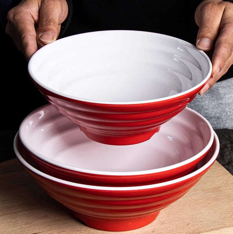Melamine Plastic Noodle Soup Bowls Round Large Hotel Restaurant Ramen Bowl Custom