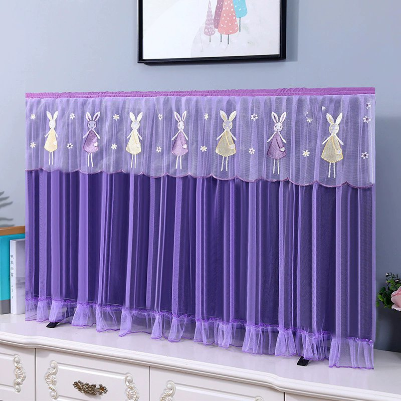 Lace Fabric Monitor Screen Home Decorations TV Protector with Elastic TV Dust Cover