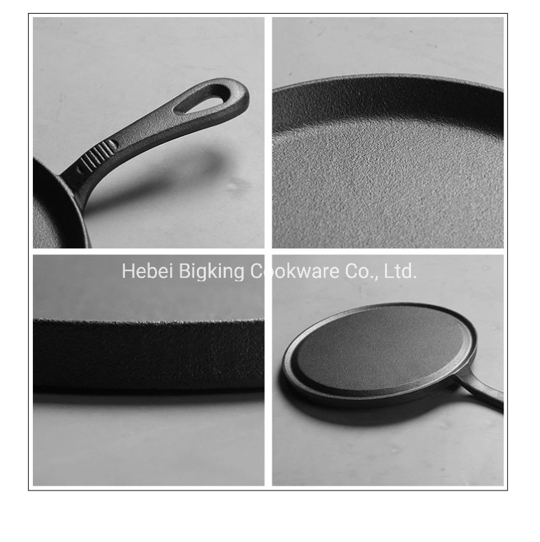 Round Cast Iron Skillet with Handle Cast Iron Pancake Pan D: 26.5*H: 2cm