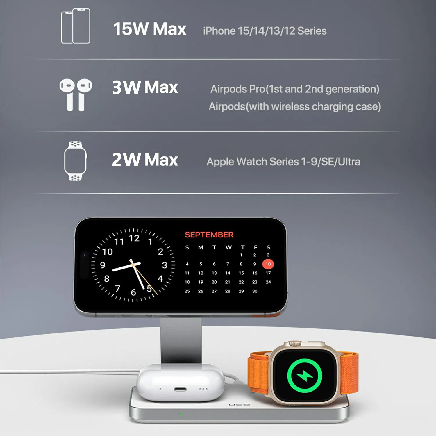 Беспроводная зарядная станция T8 3 в 1 для iPhone, Apple Watch и Airpods