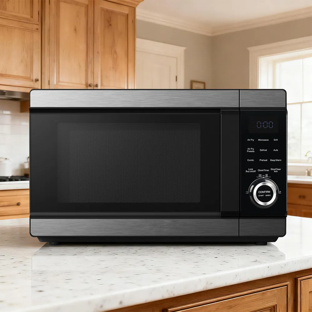28-Liter Electric Power Grill Smart Digital 900W True Microwave Oven with Air Fryer